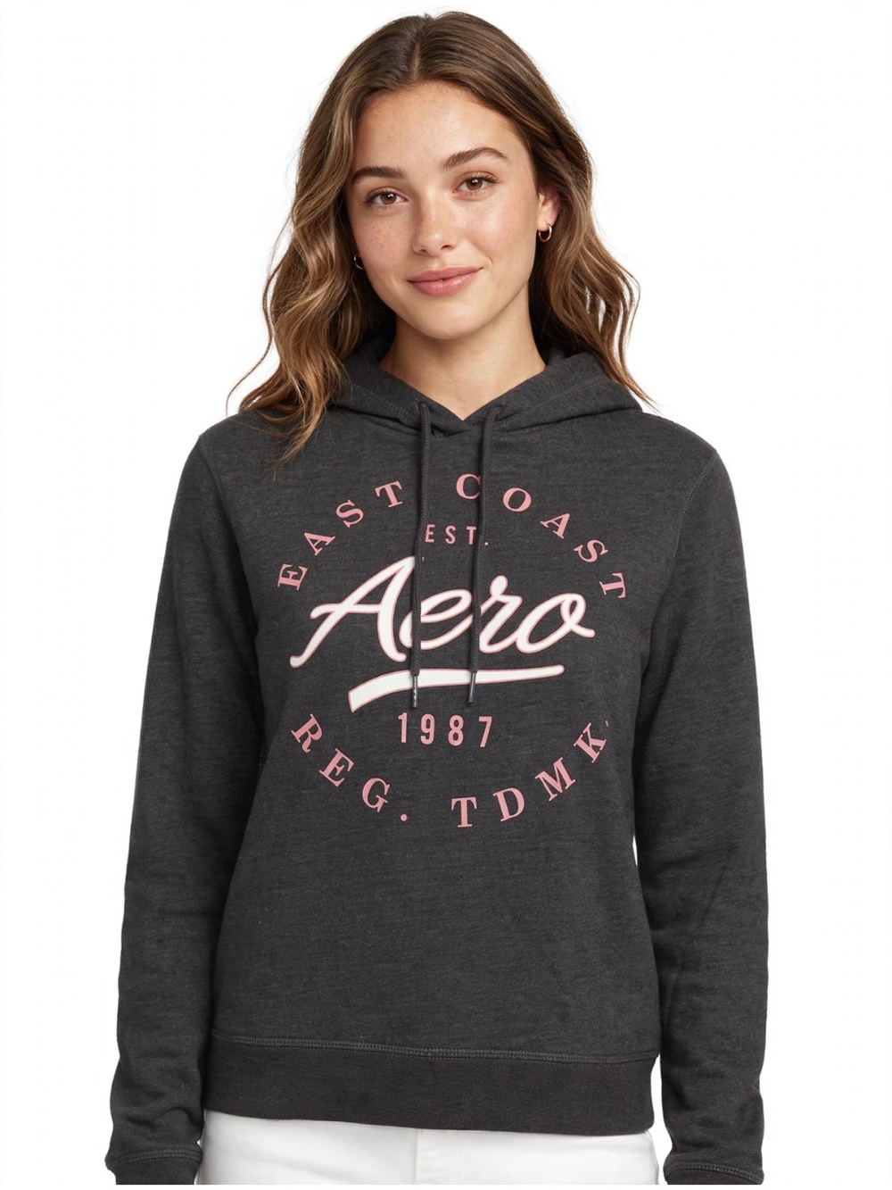 Aeropostale Charcoal Hoodie with Pink Logo